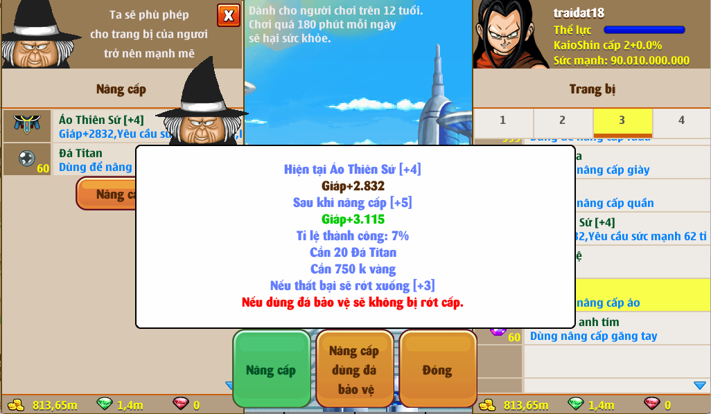 Nâng cấp đồ thiên sứ