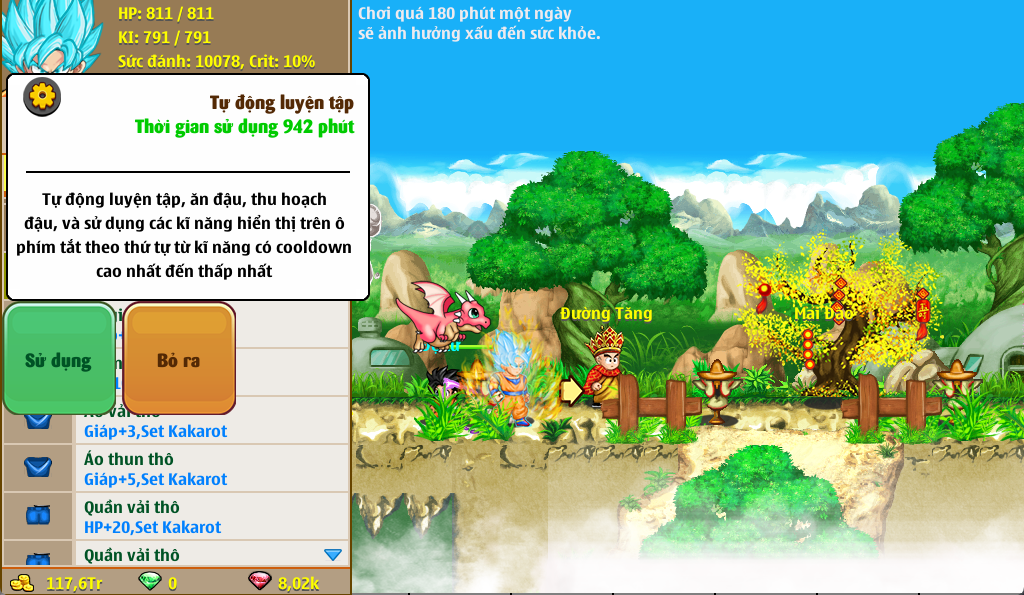 Dùng tự động luyện tập đánh mộc nhân