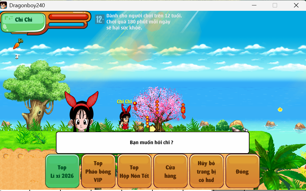 Xem kết quả đua top tại NPC Chi Chi ở Đảo Kame